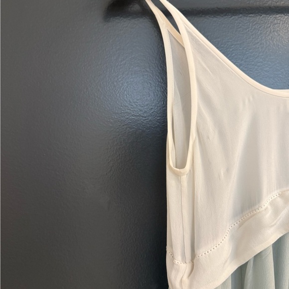 Wilfred XXS slightly oversized SILK GUV Maxi Dress in mint and cream - Picture 3 of 13